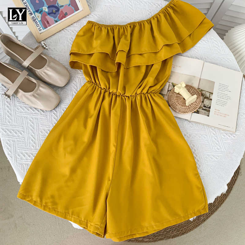 LY VAREY LIN Summer Women Fashion Solid Color High Waist Wide Leg Shorts Casual Oblique Shoulder Ruffles Jumpsuits 210526, Yellow
LY VAREY LIN Summer Women Fashion Solid Color High Waist Wide Leg Shorts Casual Oblique Shoulder Ruffles Jumpsuits 210526, Yellow