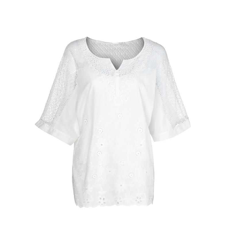 Women' T-Shirt 2021 Lace V-neck Embroidered Short Sleeve Shirt Chiffon Patchwork Women Blouse Office Lady Plus Size
Women' T-Shirt 2021 Lace V-neck Embroidered Short Sleeve Shirt Chiffon Patchwork Women Blouse Office Lady Plus Size