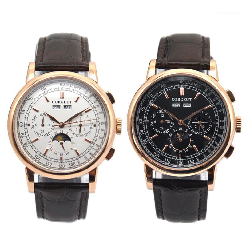 Top Corgeut 42mm Mechanical Wristwatches Moon Phase Rosegold White Dial Year Day Month Week 316L SS Case Automatic Watch Men, Black dial
Top Corgeut 42mm Mechanical Wristwatches Moon Phase Rosegold White Dial Year Day Month Week 316L SS Case Automatic Watch Men, Black dial