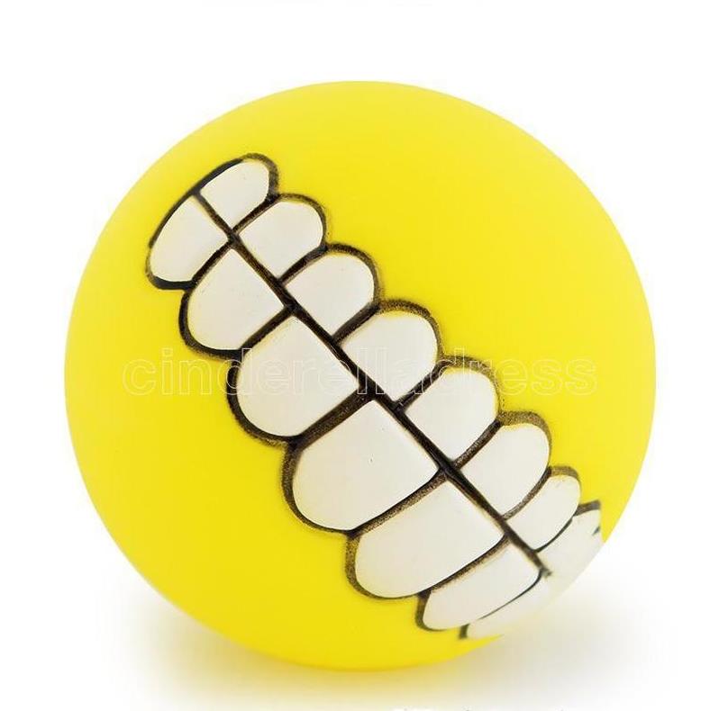 DHL Free Funny Pets Dog Puppy Cat Ball Teeth PVC Chew Sound Dogs Play Fetching Squeak Toys Pet Supplies Silicon Toy C0610X2
