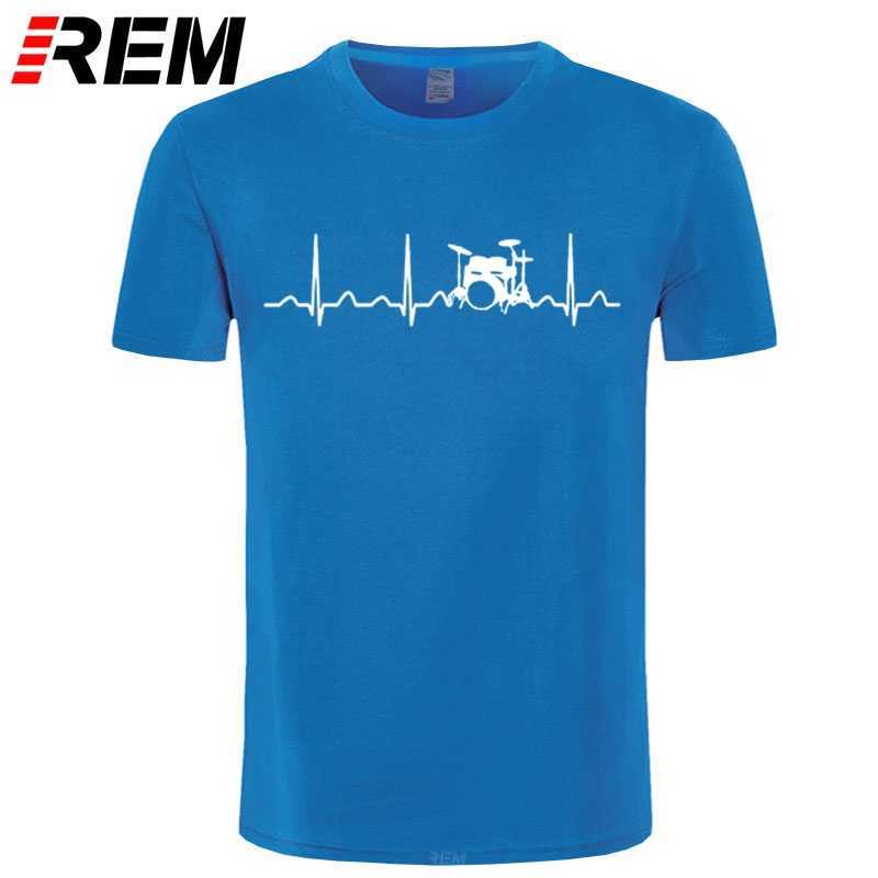REM Custom Printed T Shirts Men'S Short Sleeve op O-Neck Drums Drummer Heartbeat Shirt 210629