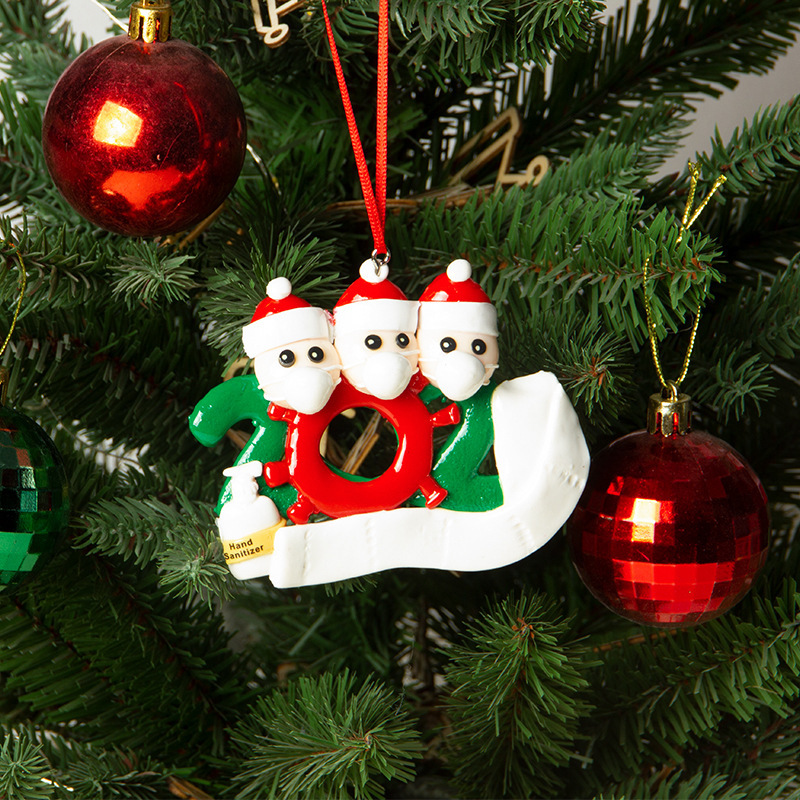 2020 PVC Ornaments Personalized Cartoon Santa Claus Mask Snowman Family 2 3 4 5 Lovely Christmas Tree Hanging Pendants VT1726 Free shipping