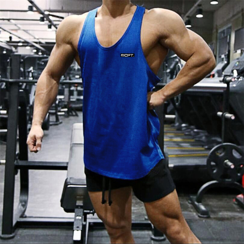 Muscle Guys Mesh Men's Tank Top Casual Sports Workout Man Singlets Gym Fitness Clothing Bodybuilding Sleeveless Vest 210308