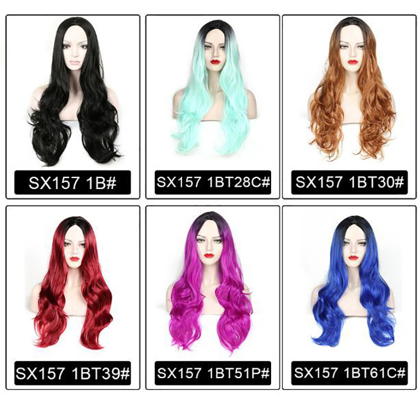 Fashion Long Wave Synthetic Omber Women's Hair wig for Daily Life Cosplay