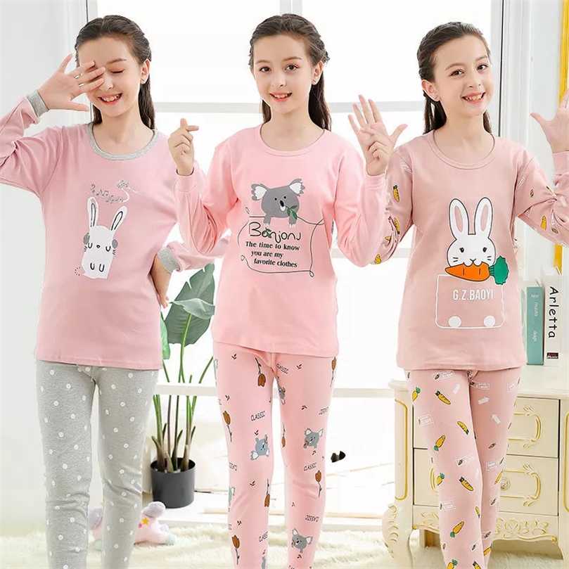 Teenage Girls Pajamas Autumn Long Sleeve Children's Clothing Boys Sleepwear Cotton Pyjamas Sets For Kids 9 10 12 14 16 Years 211105