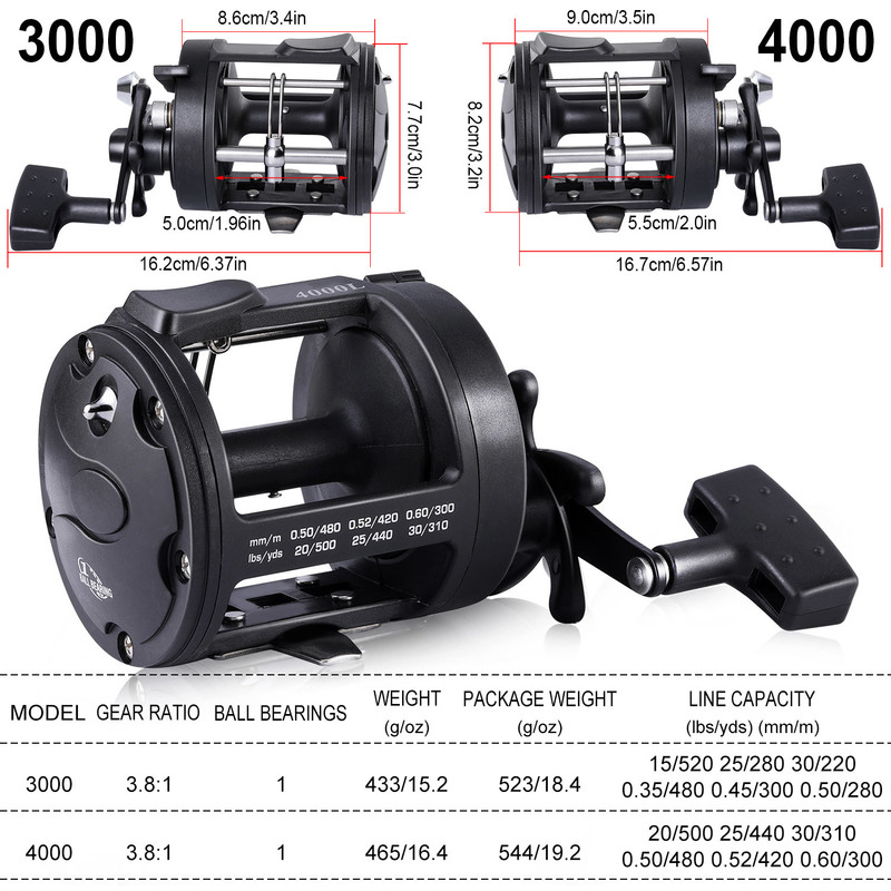 Sougayilang Drum Fishing Reel Left/Right Hand 3+1BB Casting Sea Large Line Capacity Trolling Baitcasting 220304