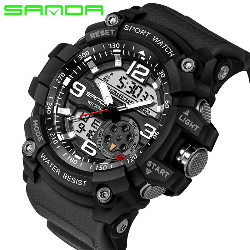 Wristwatches 2021 Fashion Men Watches Sanda Dual Display Quartz S Military Sports Herenhorloge, 14759black
Wristwatches 2021 Fashion Men Watches Sanda Dual Display Quartz S Military Sports Herenhorloge, 14759black