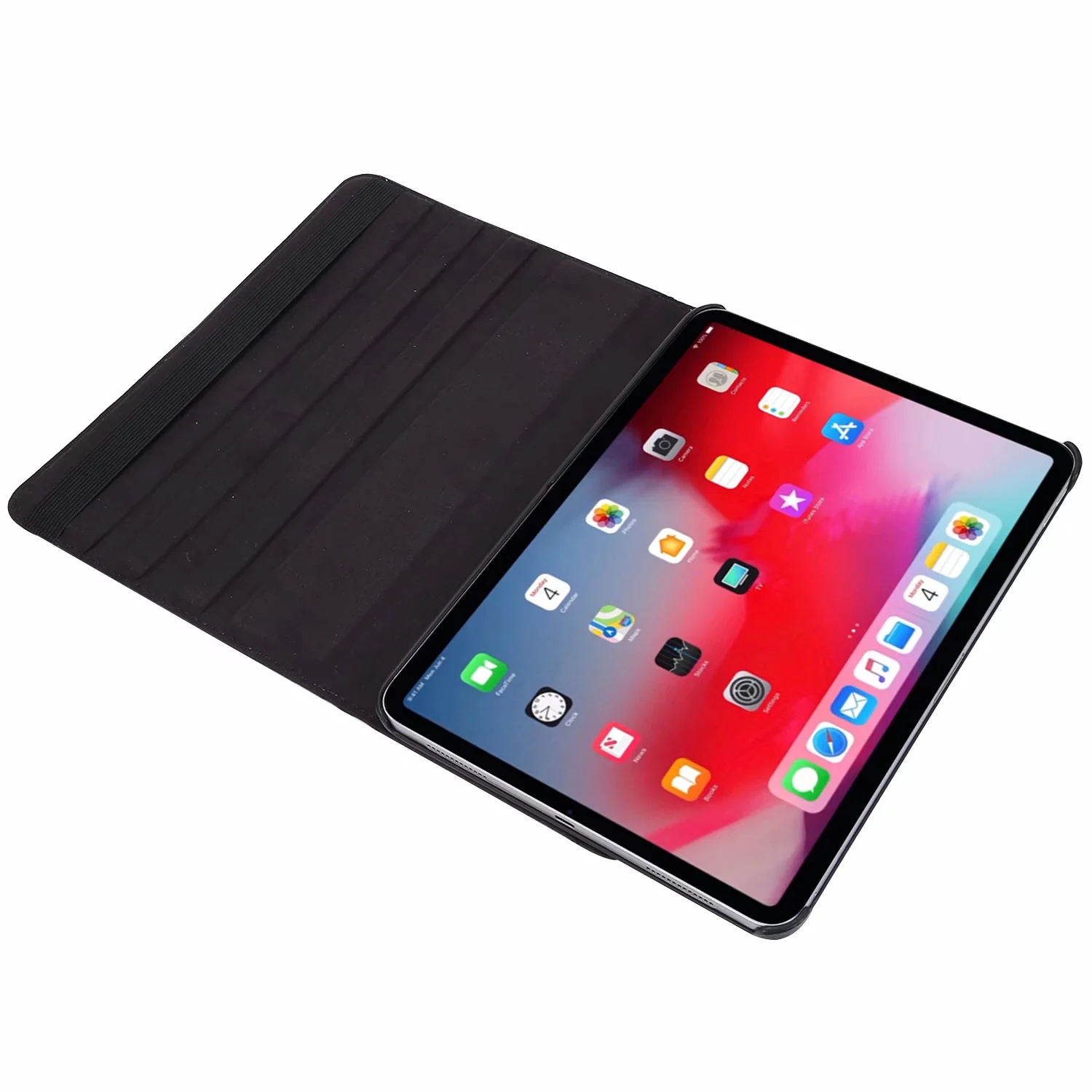 360° Rotation Tablet Cases for iPad Pro 129inch 3rd4th Gen Litchi Texture PU Leather Flip Kickstand Cover with Multi View An