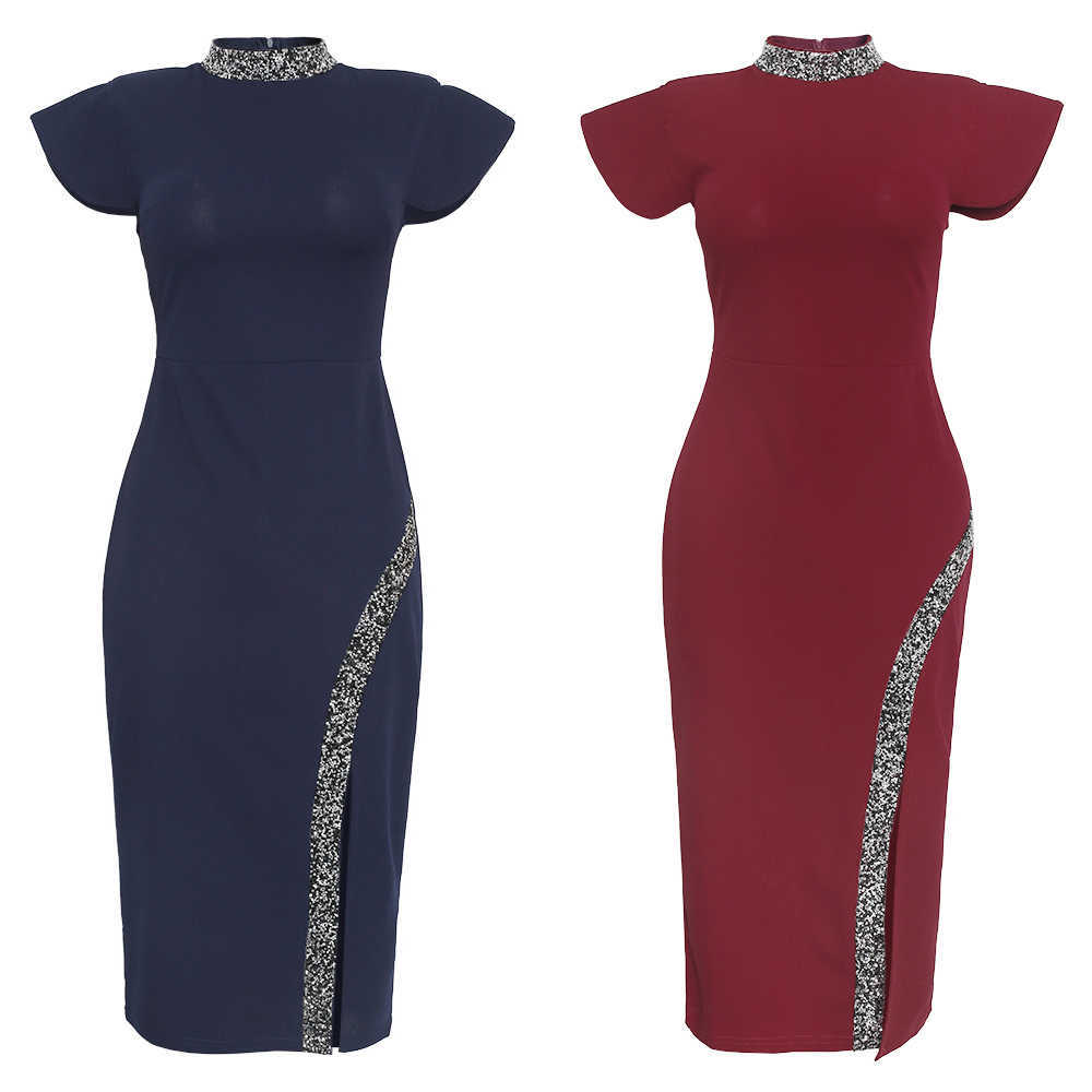 MD Sexy Bodycon Split Dresses Slim Solid Evening Party Dress Fashion Office Ladies Summer African Female Plus Size Clothing 210623