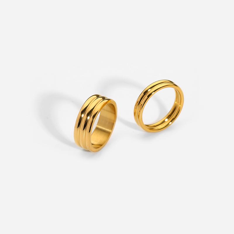 Cluster Rings 18K Gold Finish Chunky Stainless Steel Band For Women Waterproof Jewelry Plain Multilayer Ring, Golden;silver
Cluster Rings 18K Gold Finish Chunky Stainless Steel Band For Women Waterproof Jewelry Plain Multilayer Ring, Golden;silver