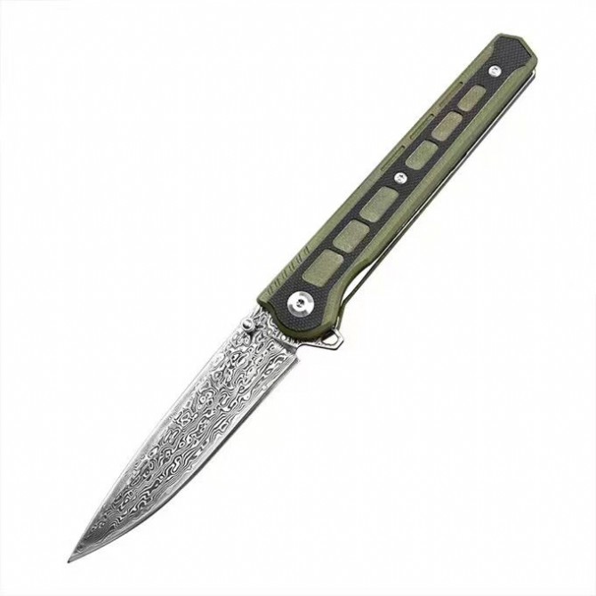 Green Hak Pocket Folding Knife M390/VG10 Damascus Blade G10 Handle Camping Hunting EDC Survival Tool Tactical Knives Xmas Gift a3931