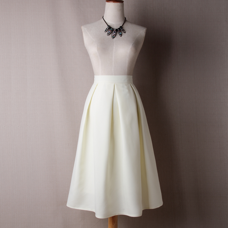 Neophil Winter Ladies Black Pleated Ball Gown Skater Midi Skirts Womens Solid Plus Size XXXL Office Wear Tutu Saias S8322 210309