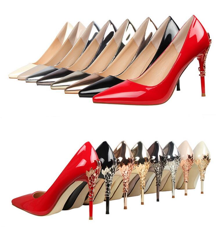 Classic Metal Carved Heels Women's Party Shoes New Shallow Patent Leather Fashion Women Pumps Pointed High Heels Shoes 10CM, Red
Classic Metal Carved Heels Women's Party Shoes New Shallow Patent Leather Fashion Women Pumps Pointed High Heels Shoes 10CM, Red