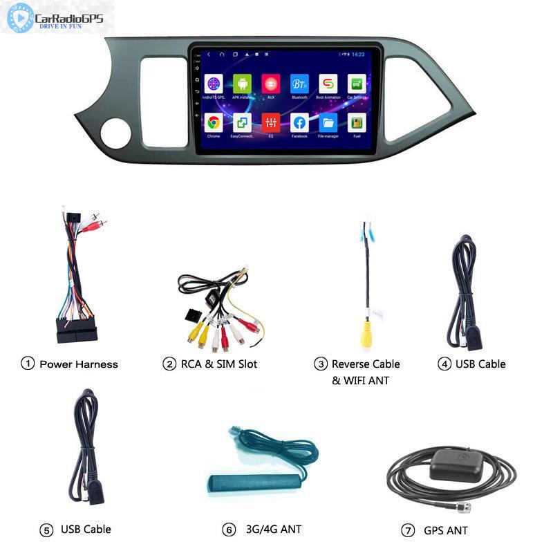 Android 10 Car dvd Radio Player for KIA PICANTO 2011-2015 Head Unit Wifi Steering Wheel Control DSP IPS Screen 9 Inch