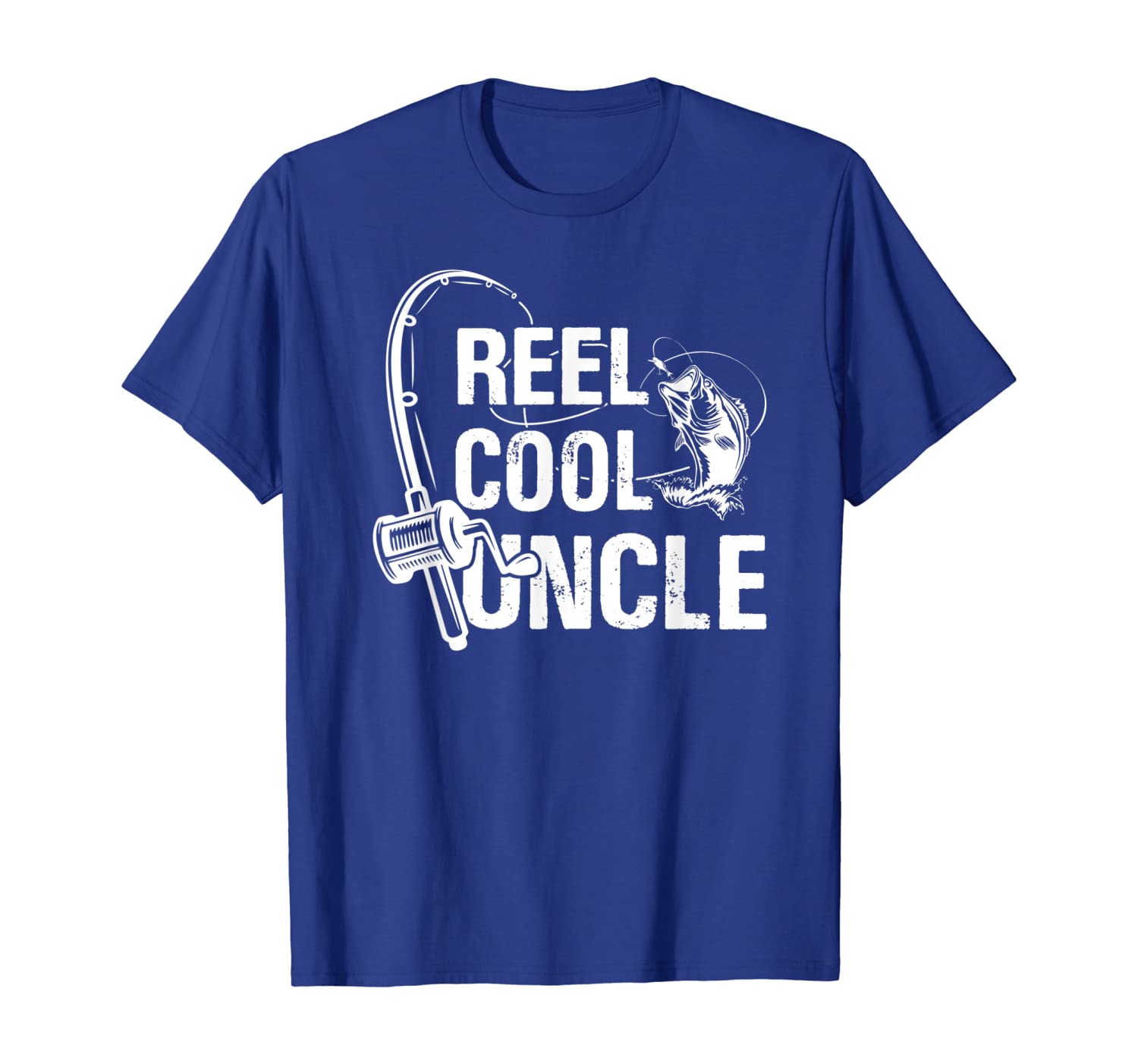 Reel Cool Uncle T-Shirt Fishing Daddy Father's Day Shirt, White;black