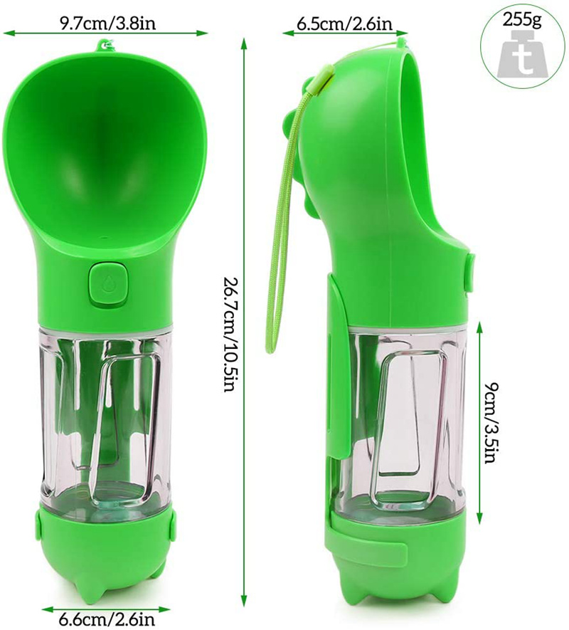 Pet Bowls 300ML Outamateur Dog Travel Water Bottle Portable Pets Drinking Cup Multifunctional Outdoor for Dogs and Cats with Poop Shovel