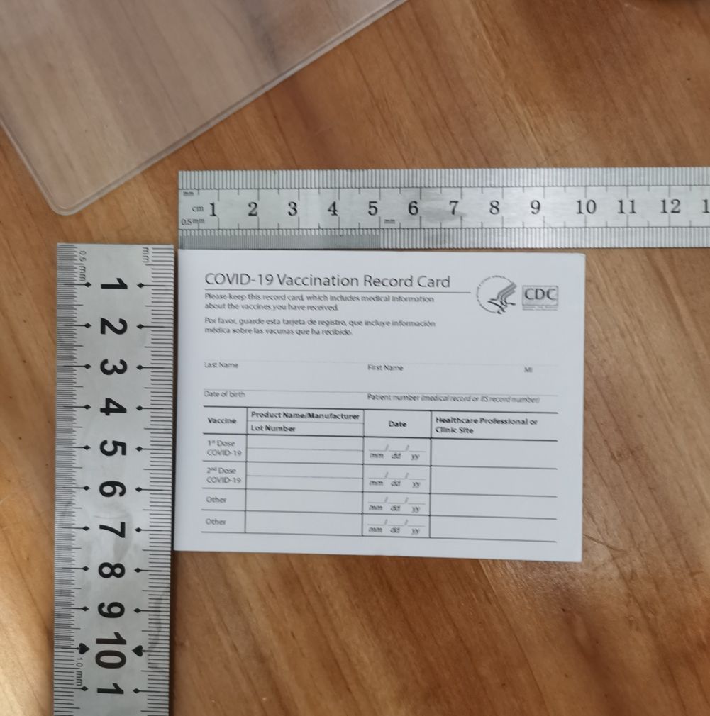 50pcs CDC Paper Cards 4*3 Inches Business Card Files Laminating Supplies Waterproof Protector Holder Bag Immunization Record Cards;FedEx or ePacket Delivery
50pcs CDC Paper Cards 4*3 Inches Business Card Files Laminating Supplies Waterproof Protector Holder Bag Immunization Record Cards;FedEx or ePacket Delivery