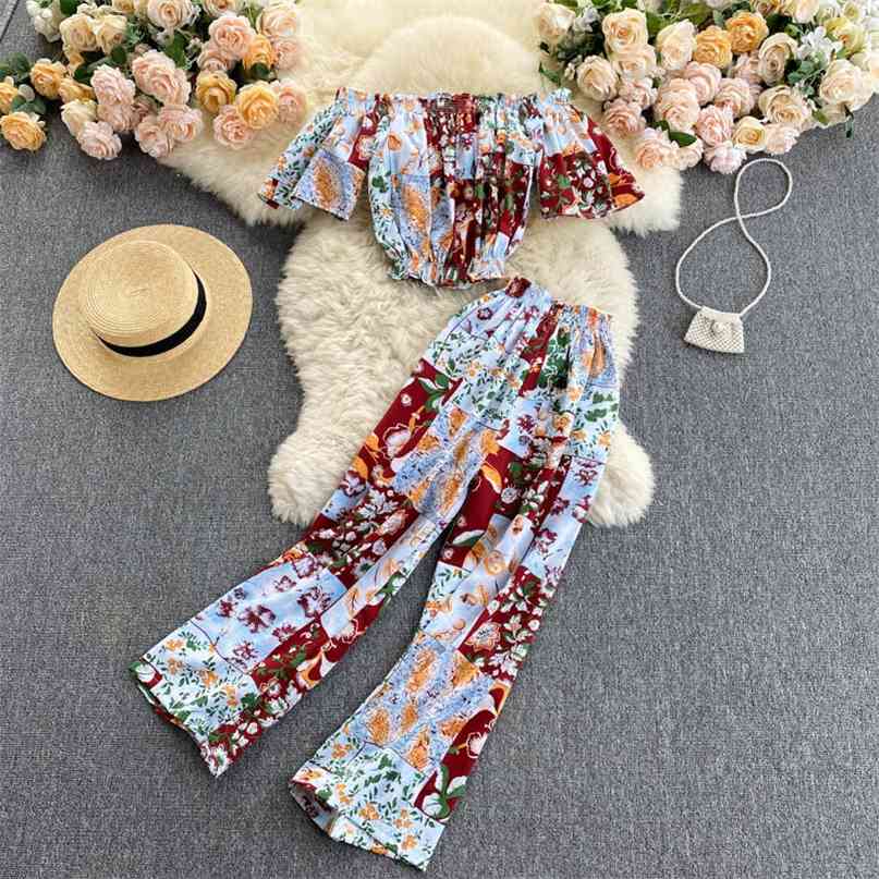 Holiday Style Women Clothing Set Summer Fashion Short Sleeve Slash Neck Crop Top + Elastic Waist Wide Leg Pants 2 Piece 210603, Blue-green
Holiday Style Women Clothing Set Summer Fashion Short Sleeve Slash Neck Crop Top + Elastic Waist Wide Leg Pants 2 Piece 210603, Blue-green