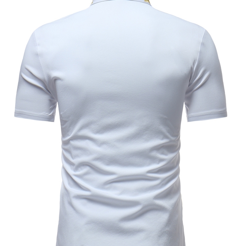 Mens Hipster Embroidery Shirt Summer Mandarin Collar Short Sleeve Men Casual Business Dress s Chemise Homme 210721