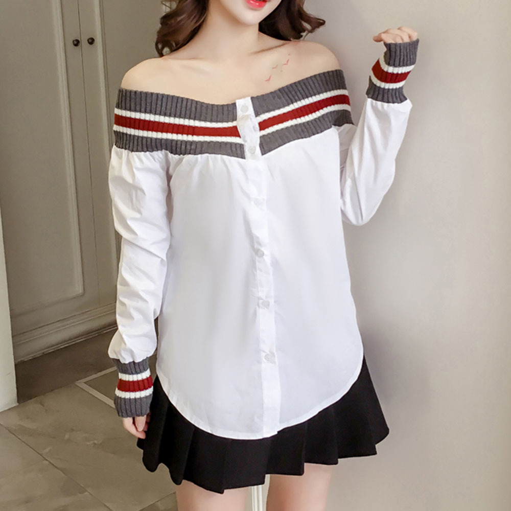 2021 New Spring Striped Shirt All Fashionable Long Sleeve Shirts with One Direction of Neck for Women Hlou, White
2021 New Spring Striped Shirt All Fashionable Long Sleeve Shirts with One Direction of Neck for Women Hlou, White