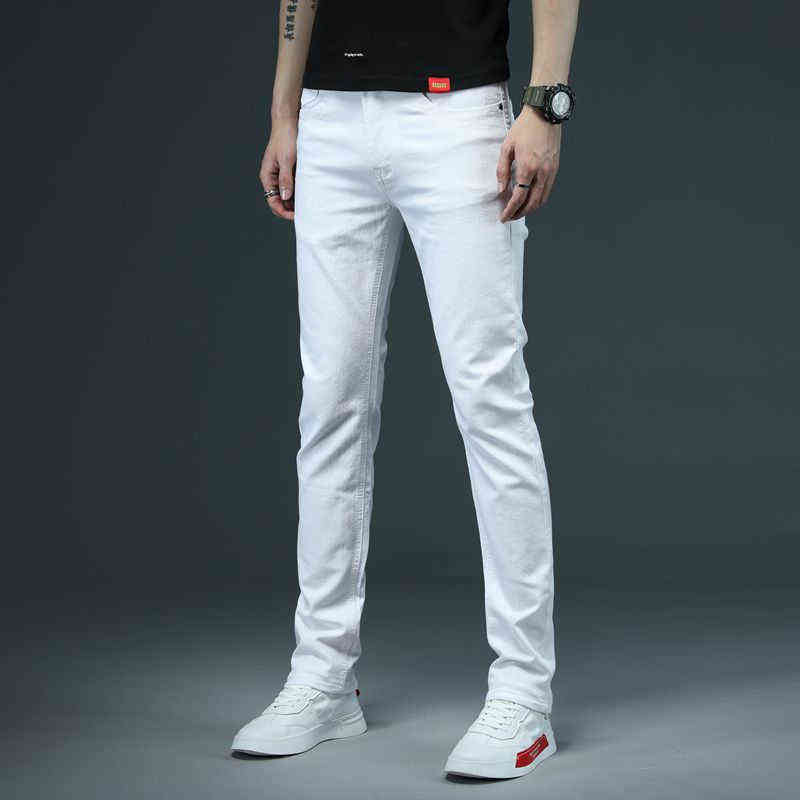 Skinny Jeans Men Solid White s Stretch Casual Fashioins Denim Pants Yong Boy Students Trousers Size 38 211111