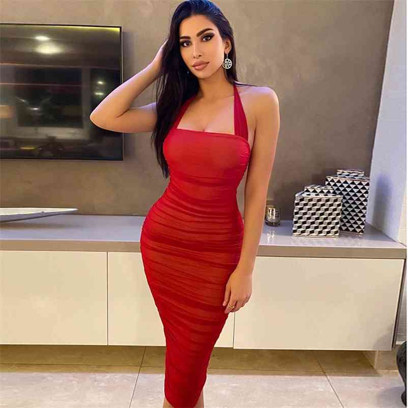 Women Mesh Pleated Halter Suspender Buttocks Dress Solid Color High Waist Fashion Spring Summer 11B457 210525, Red
Women Mesh Pleated Halter Suspender Buttocks Dress Solid Color High Waist Fashion Spring Summer 11B457 210525, Red