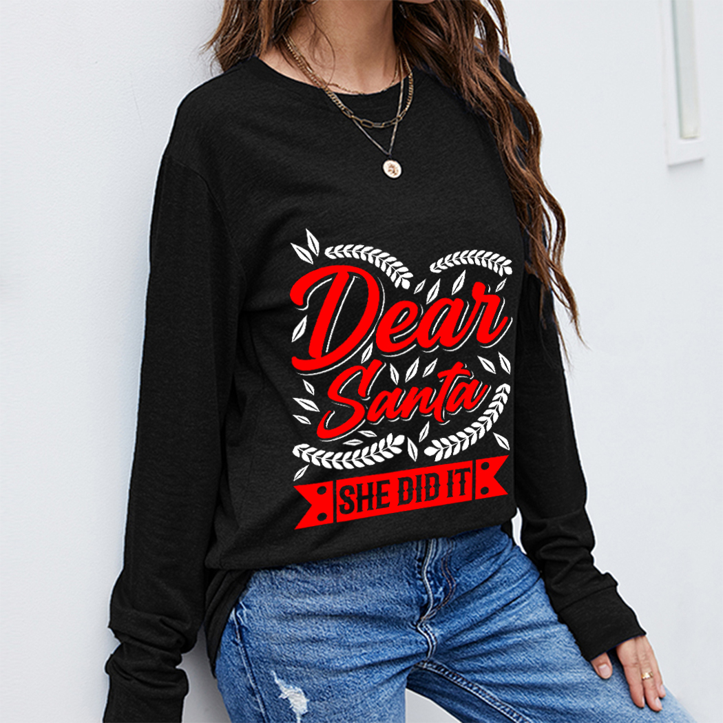 Autumn Winter Women T-shirt Long Sleeve Tops Ladies Casual Sport Loose O-neck Pullovers Christmas Pattern English Letters Printing Street Wear Round Collar Tees, Black 1
Autumn Winter Women T-shirt Long Sleeve Tops Ladies Casual Sport Loose O-neck Pullovers Christmas Pattern English Letters Printing Street Wear Round Collar Tees, Black 1