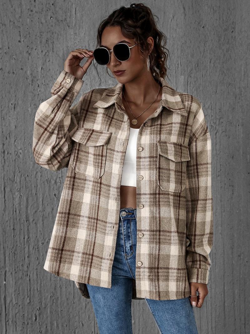 2021 Woman Plaid Shirt Autumn Winter Fashion Newest Long Sleeve Turn Down Collar Loose, Beige
2021 Woman Plaid Shirt Autumn Winter Fashion Newest Long Sleeve Turn Down Collar Loose, Beige