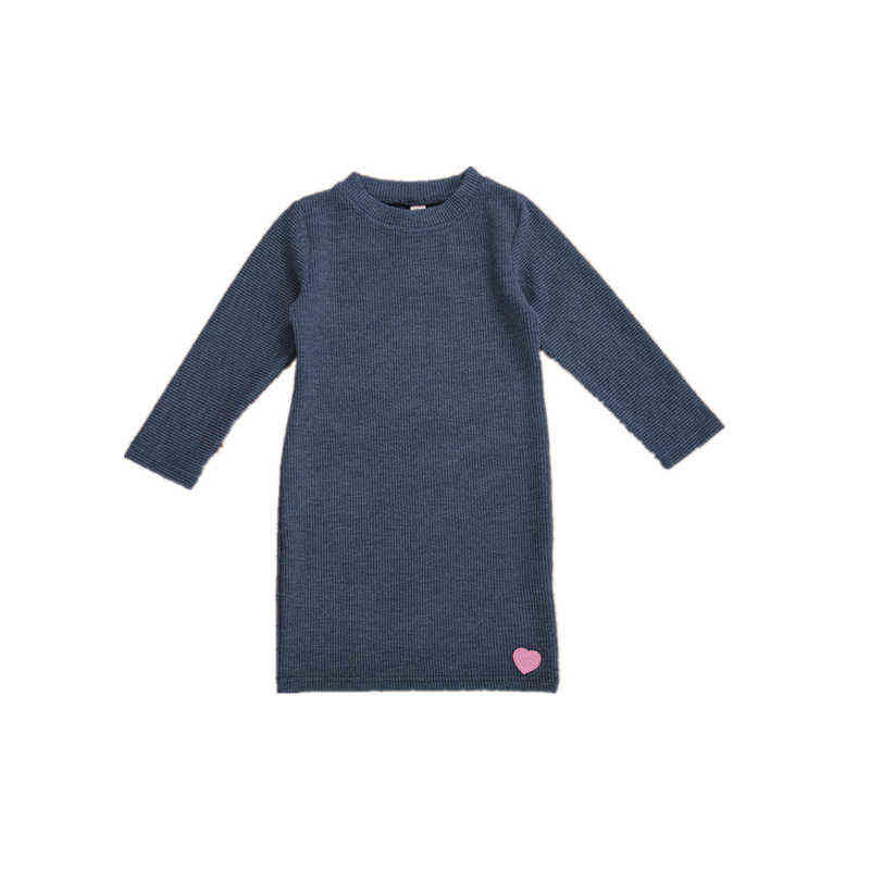 born Infant Toddler Baby Girls Autumn Knitwear Long Sleeve Dark Gray Knitted Dresses Winter Warm Casual Home Wear Kid Clothes 211104