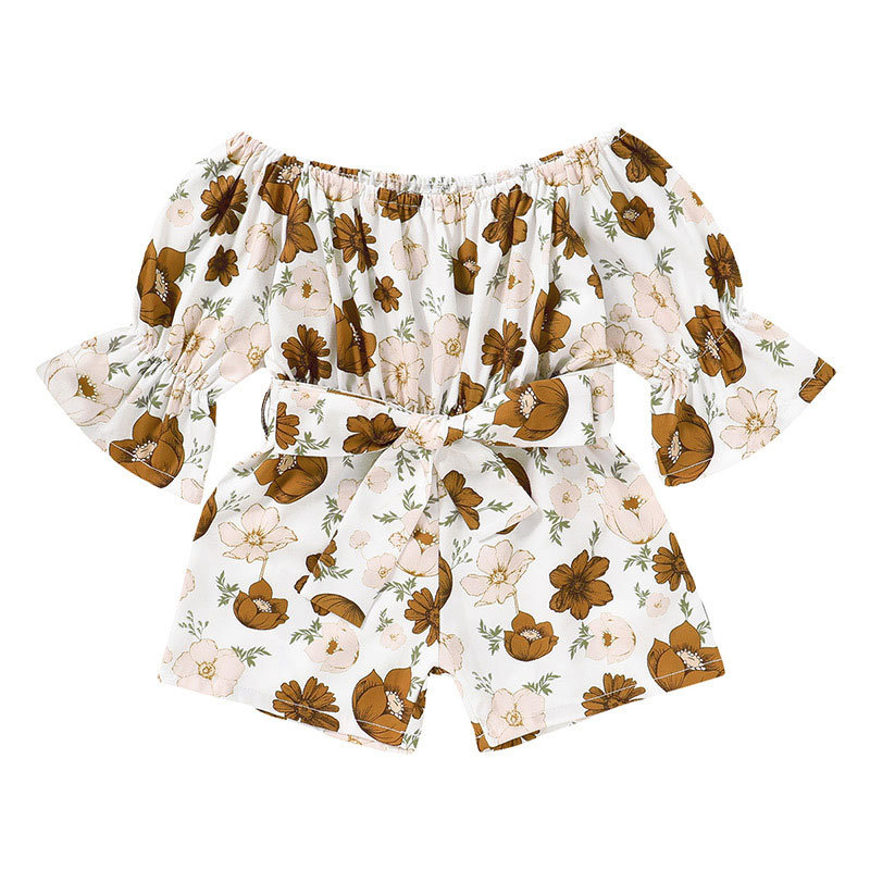 2021 New Floral Print Toddler Girls Cotton Short Sleeve Children Jumpsuit Summer Baby Girl Overalls Fashion Kids Clothes M5qt, Beige 
2021 New Floral Print Toddler Girls Cotton Short Sleeve Children Jumpsuit Summer Baby Girl Overalls Fashion Kids Clothes M5qt, Beige