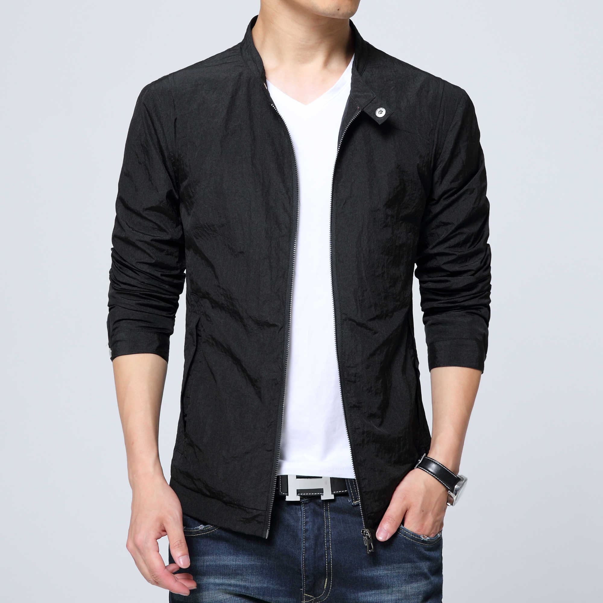 2021 Men Summer Standing Collar Jackets Mens Casual Solid Color Comfort Coat Male Bomber Zipper Thin Jacket -6XL X0621, Black
2021 Men Summer Standing Collar Jackets Mens Casual Solid Color Comfort Coat Male Bomber Zipper Thin Jacket -6XL X0621, Black