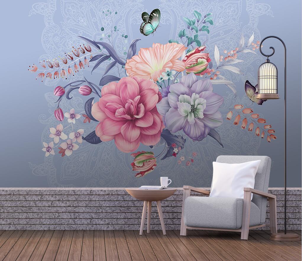 Custom wallpaper murals home decor embossed flowers butterfly silk mural 3d living room bedroom TV sofa 3d wallpaper