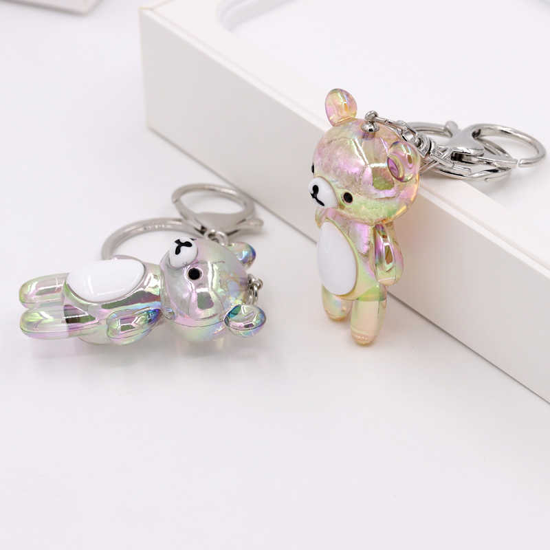 Key Chain Accessories for Women Bag Decoration Pendant Cute Bear Keychains Jewelry Car Key Ring Boy Girl Gifts G1019