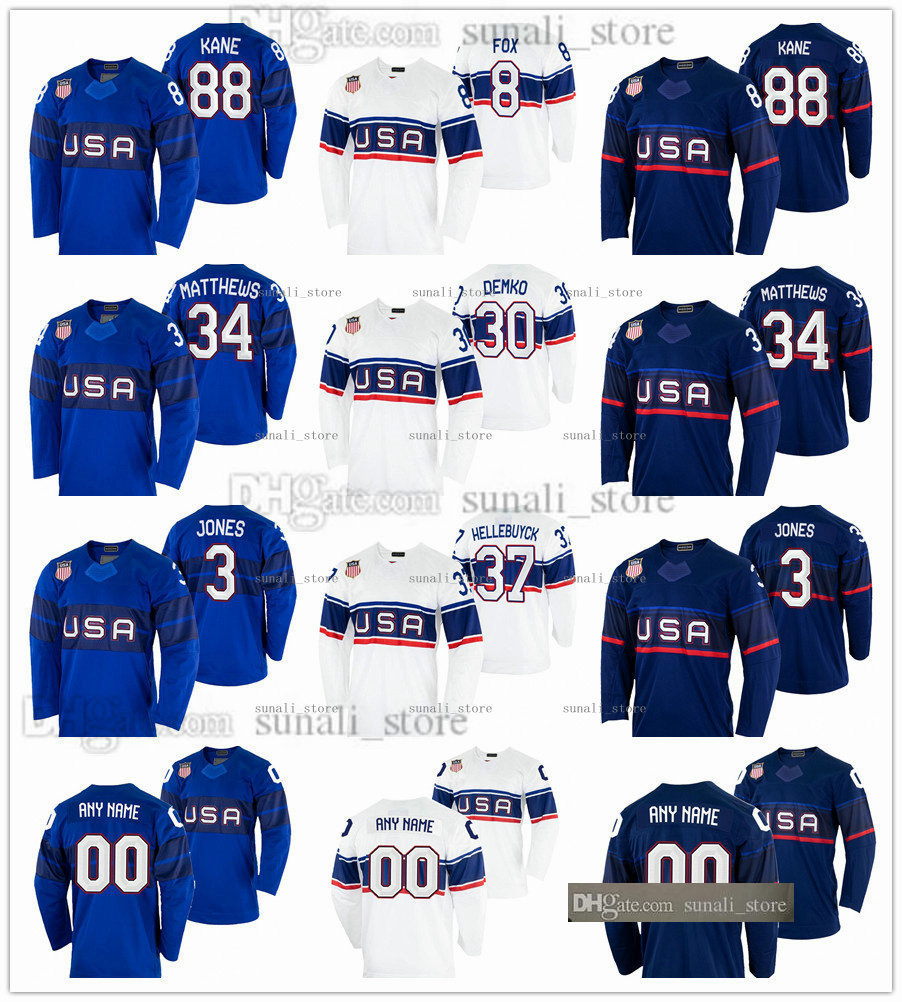 2022 USA Hockey Winter Olympics Jersey 3 Seth Jones 34 Auston Matthews 88 Patrick Kane 25 Charlie McAvoy 13 Zach Werenski 30 Thatcher Demko 37 Connor Hellebuyck, Men navy
2022 USA Hockey Winter Olympics Jersey 3 Seth Jones 34 Auston Matthews 88 Patrick Kane 25 Charlie McAvoy 13 Zach Werenski 30 Thatcher Demko 37 Connor Hellebuyck, Men navy