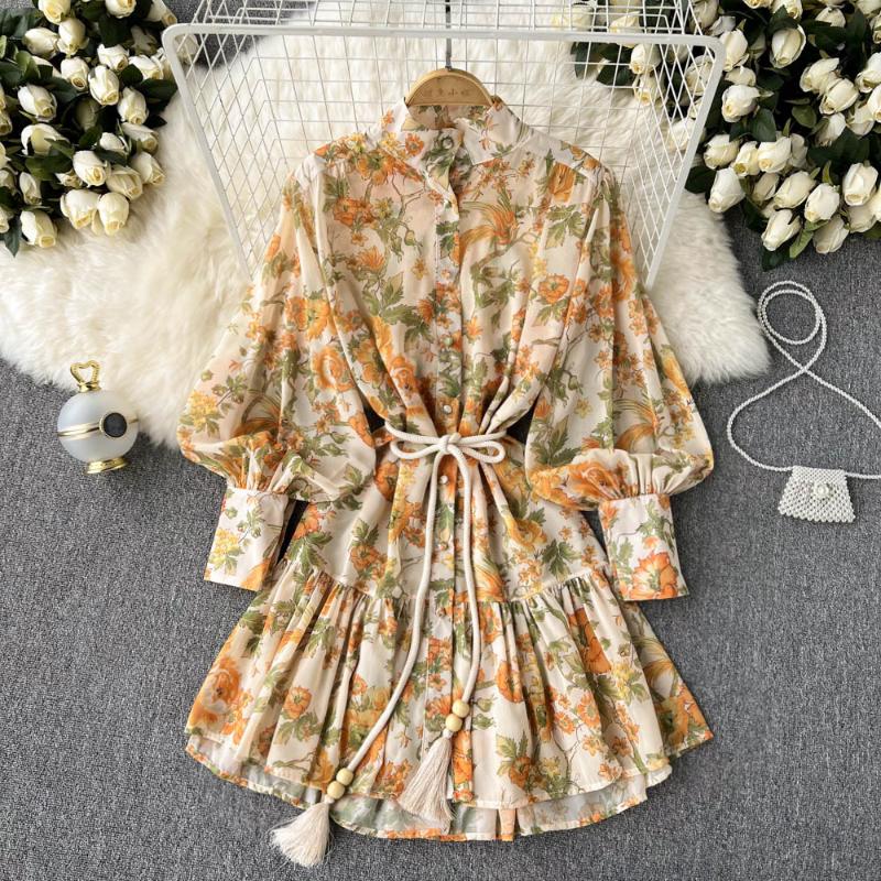 Casual Dresses C117 Women Fashion Autumn Stand Neck Floral Print A-line Dress Single-breasted Elegant Sweet Clothes Vestidos, Black;gray
Casual Dresses C117 Women Fashion Autumn Stand Neck Floral Print A-line Dress Single-breasted Elegant Sweet Clothes Vestidos, Black;gray