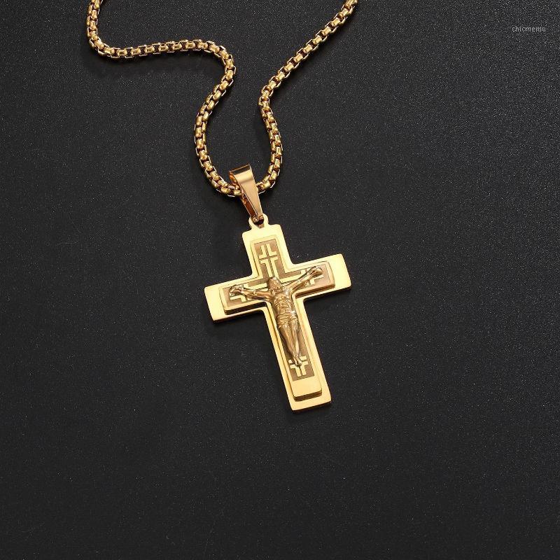 Chains Fashion Jesus Cross Necklaces For Men Vintage Gold Color Stainless Steel Crucifix Necklace Male Jewelry Gift Drop
Chains Fashion Jesus Cross Necklaces For Men Vintage Gold Color Stainless Steel Crucifix Necklace Male Jewelry Gift Drop