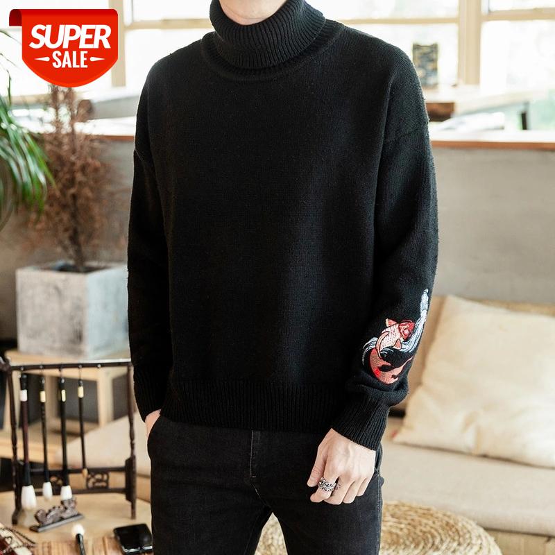 New Sweater Men Turtleneck Sweater Pullovers Chinese Style Embroidery Knitted Male Casual Pullover Fashion Black Grey Sweaters #Uq5X, White;black
New Sweater Men Turtleneck Sweater Pullovers Chinese Style Embroidery Knitted Male Casual Pullover Fashion Black Grey Sweaters #Uq5X, White;black