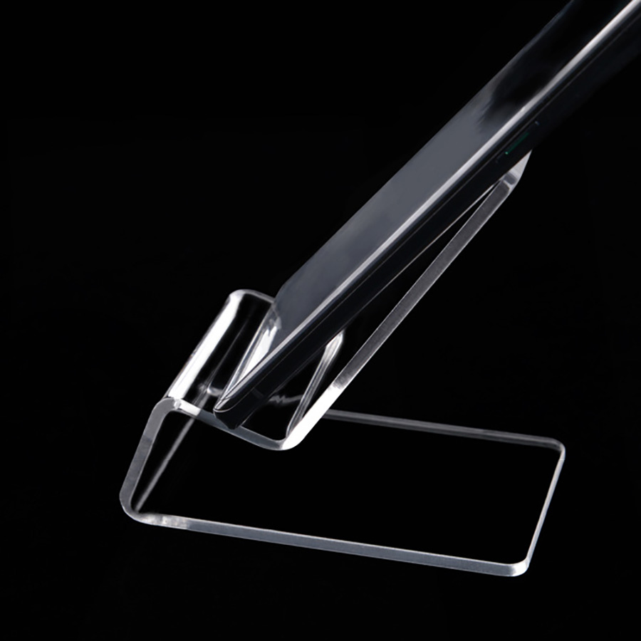 Laser-cut Transparent Acrylic Display Stands Mounts Clear Countertops Show Racks Universal Holders with Protective Films for Batteries and up to 6 Inc