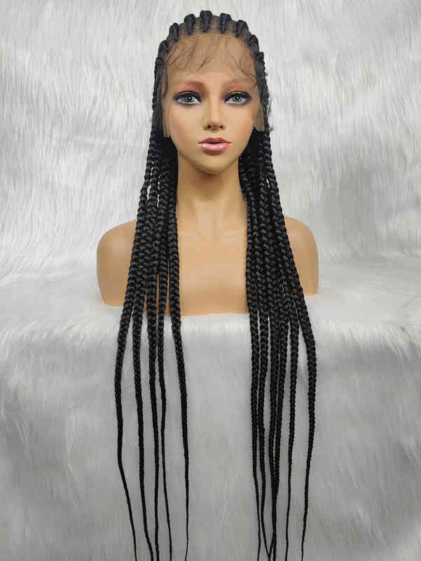 Braided Wigs Full Lace Wig 34inches Braiding Hair For Black Women Synthetic Box Braids Hair Wigs For Wholesale 220121
