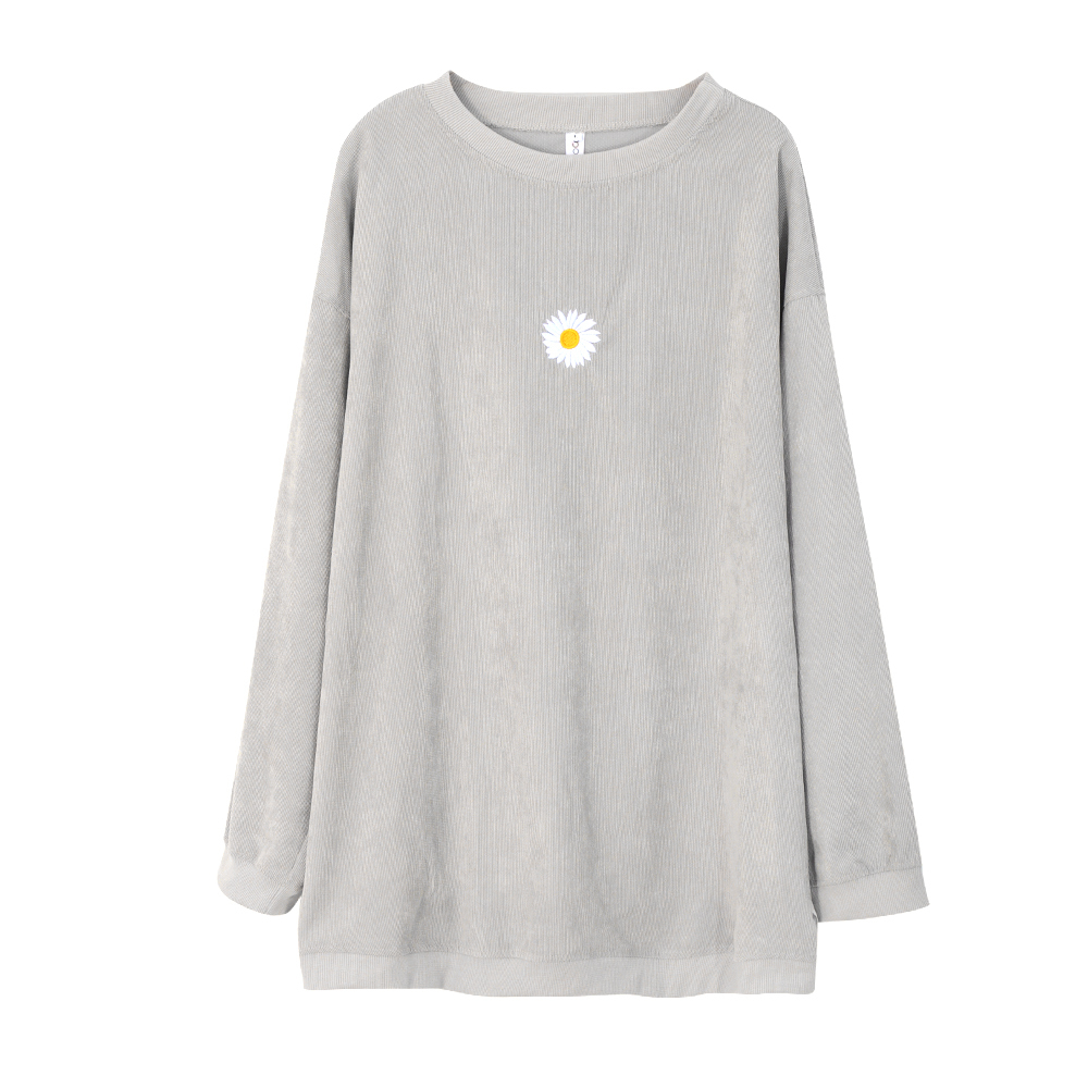 Autumn Daisy Printed Pullovers Sweatshirts Women O Neck Long Sleeve Streetwear Loose Oversize Sweatshirt Sweatshirt Female 201203