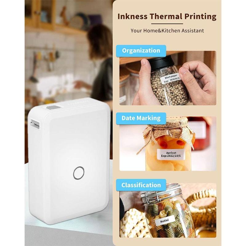 Copiers D110 Mini Portable Wireless Bluetooth Thermal Label Printer With 1 Roll Paper Logo QR Code Sticker Home Office