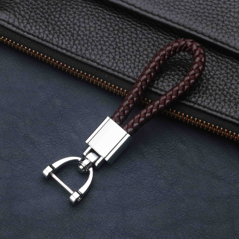 Creativity Colorful Leather Car Keychain Lost-proof Zinc Alloy Key Chain with Screwdriver