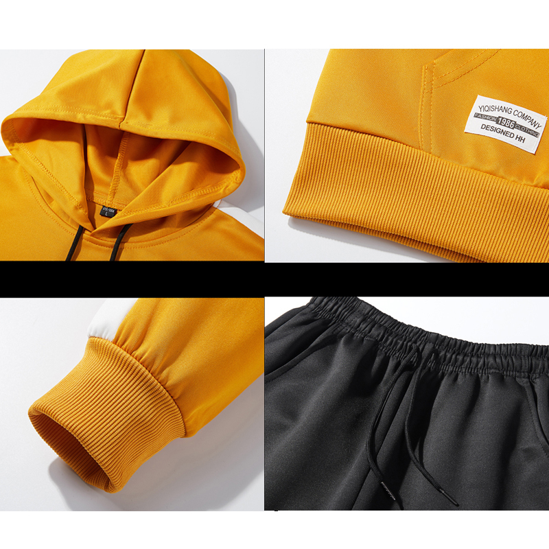 Autumn Pullover Hoodies Sweatshirts Pants Sets Men's Sportswear Casual 2 Pieces Tracksuit Men Patchwork Track Suits Streetwear 201210