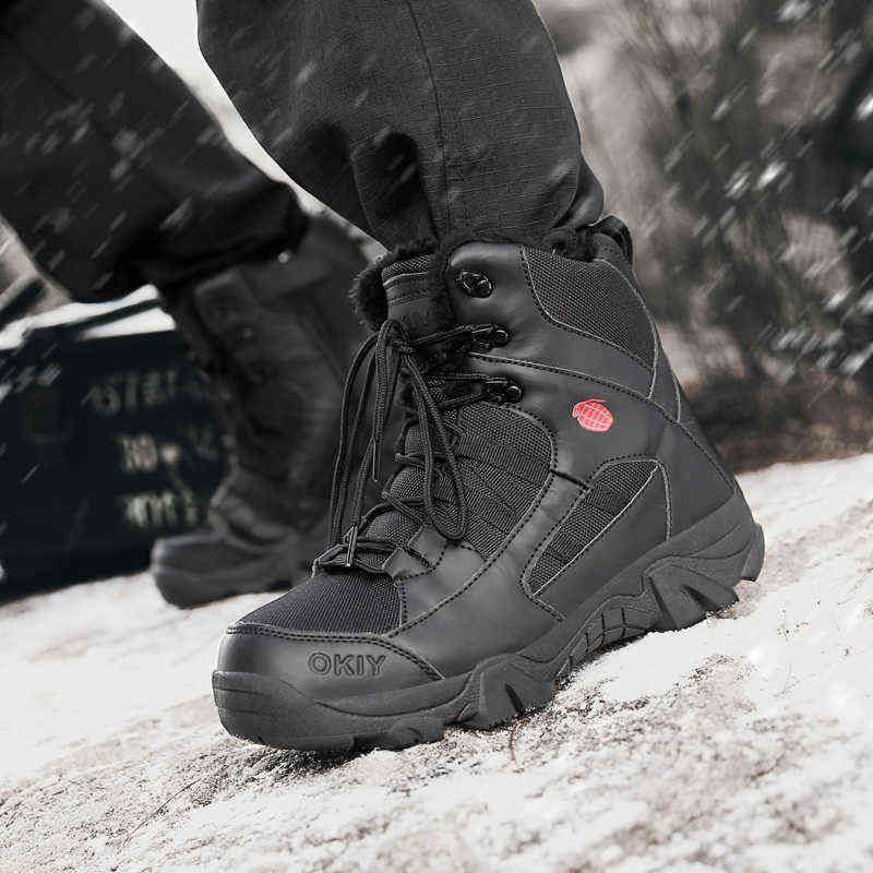 Winter Warm Fur Tactical Military Combat Boots Men Genuine Leather US Army Hunting Trekking Camping Mountaineering Work Shoes 220105