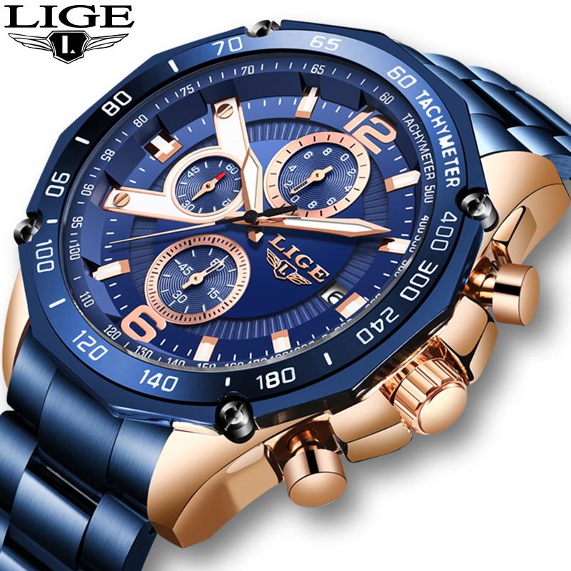 Wristwatches 2021 Watch Men LIGE Fashion Blue All Steel Mens Watches Top Military Big Dial For Waterproof Quartz Clock, All black
Wristwatches 2021 Watch Men LIGE Fashion Blue All Steel Mens Watches Top Military Big Dial For Waterproof Quartz Clock, All black