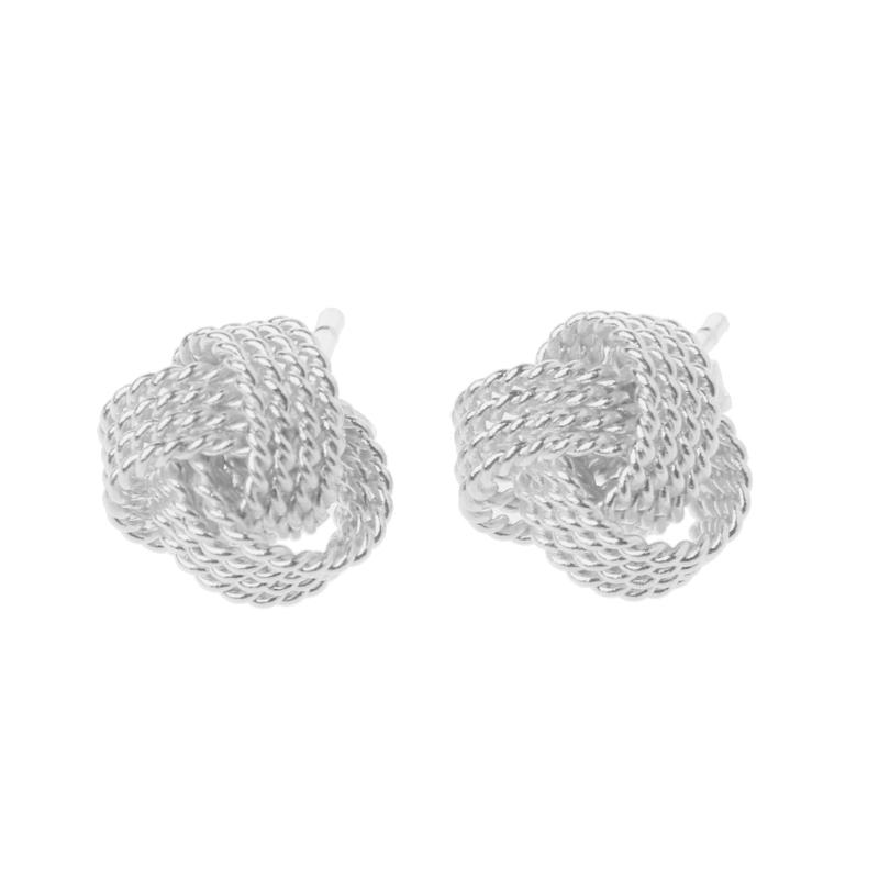 Stud Classic Silvery Golden Twisted Love Knot Ball Earrings For Women Jewelry