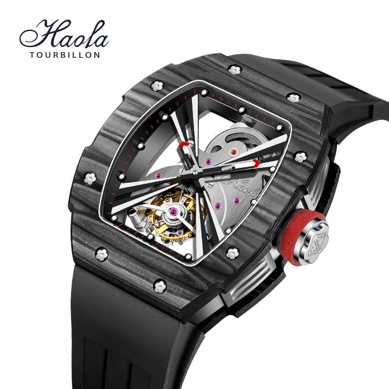 Wristwatches HAOFA Skeleton Manual Tourbillon Mechanical Watch Men Luminous Sapphire Flying Mens Luxury Carbon Fiber Orologio Uomo 
Wristwatches HAOFA Skeleton Manual Tourbillon Mechanical Watch Men Luminous Sapphire Flying Mens Luxury Carbon Fiber Orologio Uomo