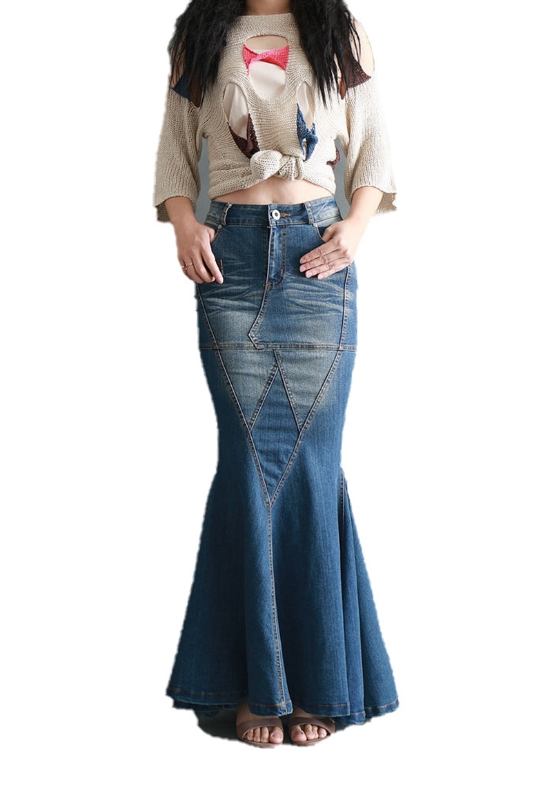 Big Fish Tail Denim Skirt Women Stretchy Long Skirt Floor-Length Patchwork Mermaid Denim Skirt Trumpet Vintage High Waist Jeans, Blue
Big Fish Tail Denim Skirt Women Stretchy Long Skirt Floor-Length Patchwork Mermaid Denim Skirt Trumpet Vintage High Waist Jeans, Blue