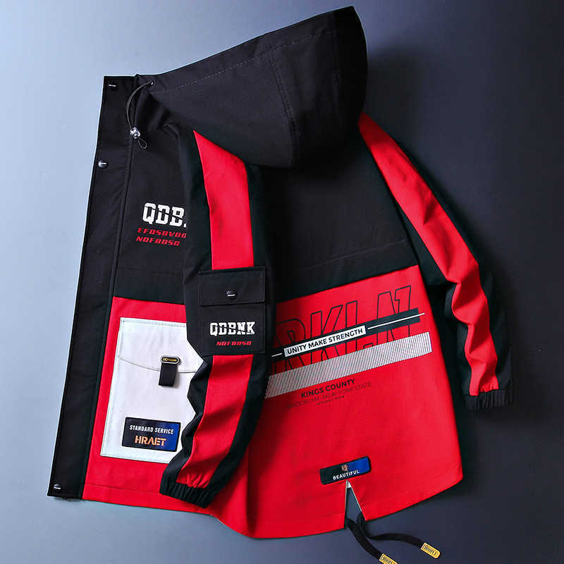 Cool Jackets Men Patchwork Streetwear Male's Casual Windbreaker Coat Male Hip Hop Big Size 3XL 210818