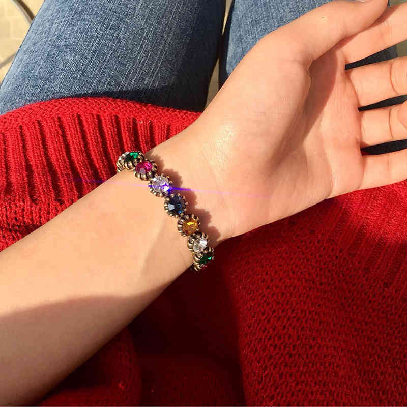 Charm Bracelets 09 Color Diamond Open Tide Ins National Style Design Super Flash Crystal Fashion